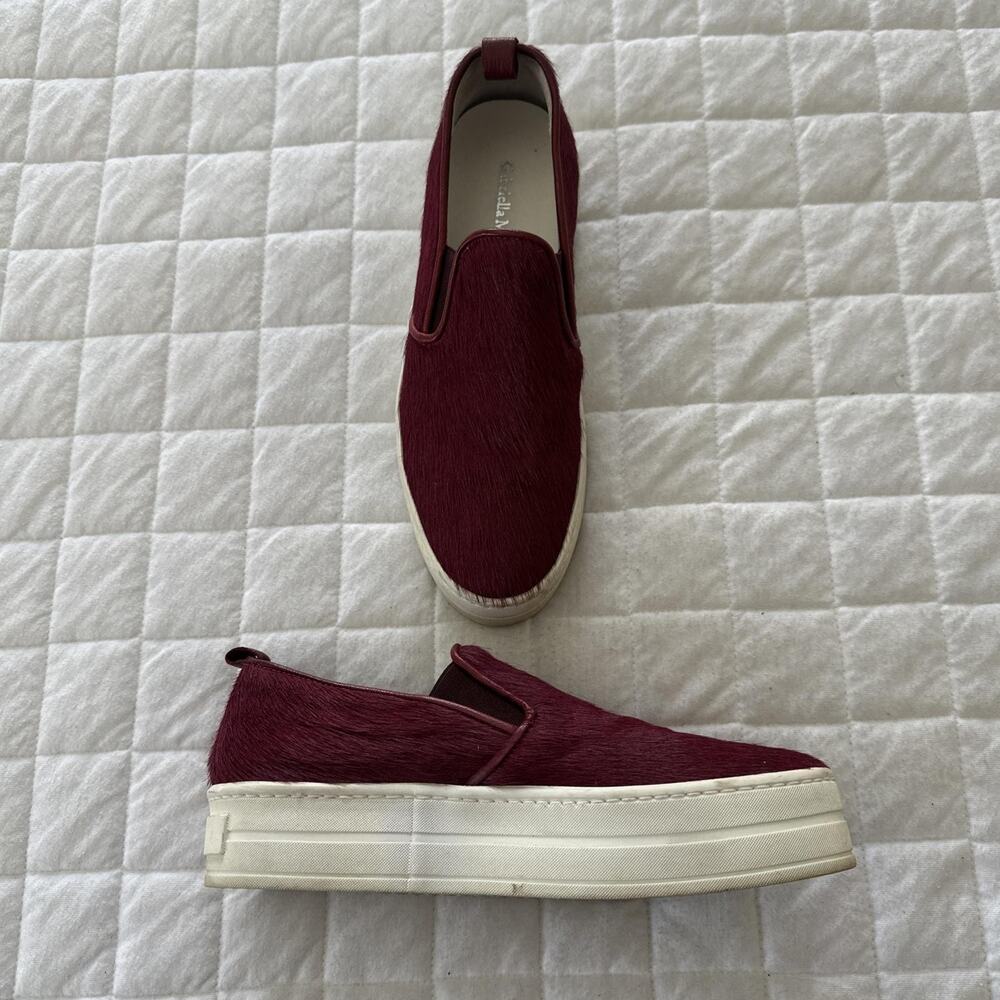 Gabriella Michel Shoes Womens 37 US 6.5 Wine Pony Hair Platform Slip On Sneakers